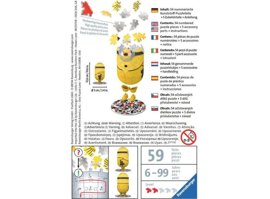 RAVENSBURGER 3D puzzle Postavička Mimoni 2: Kung Fu 54 dielikov