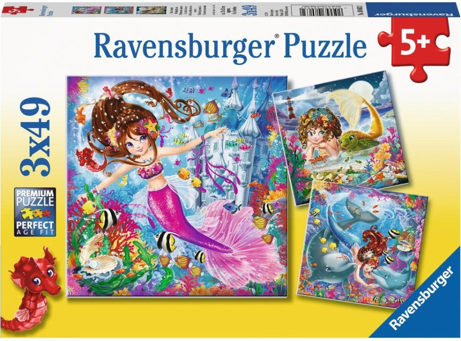 RAVENSBURGER Puzzle Kúzelné morské panny 3x49 dielikov