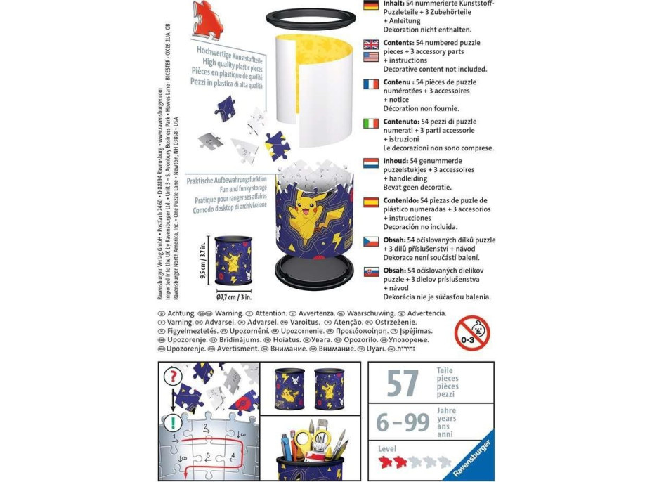 RAVENSBURGER 3D puzzle stojan: Pokémon 54 dielikov