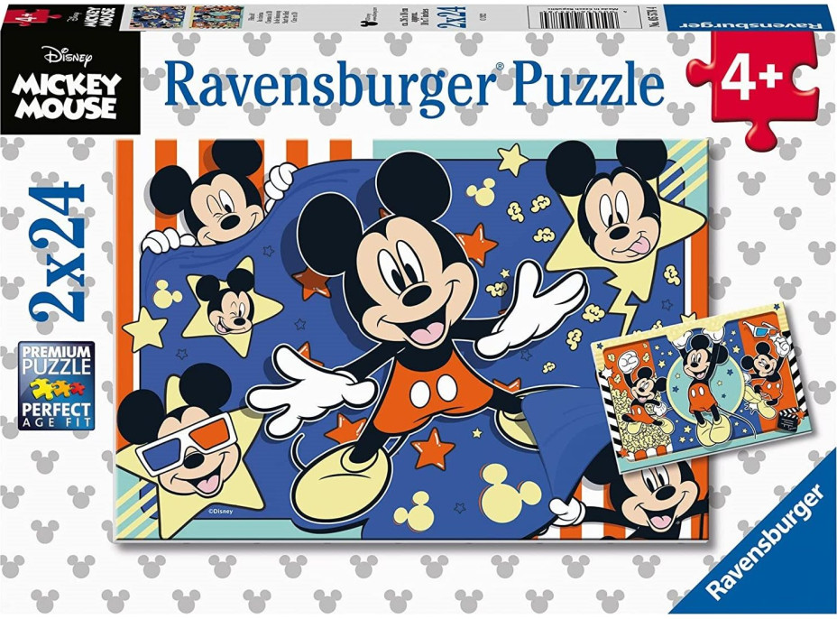 RAVENSBURGER Puzzle Mickey Mouse: Natočte film! 2x24 dielikov