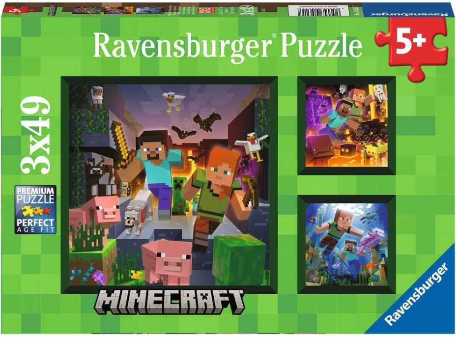 RAVENSBURGER Puzzle Minecraft Biomes 3x49 dielikov