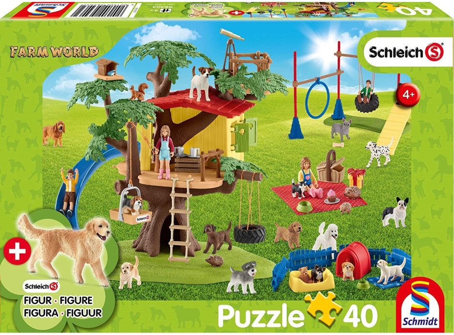 SCHMIDT Puzzle Schleich Šťastní psíci 40 dielikov + figúrka Schleich