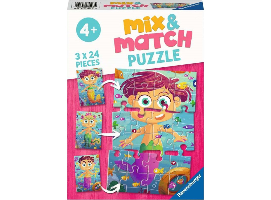 RAVENSBURGER Puzzle Mix&Match: Morské panny a morské príšery 3x24 dielikov