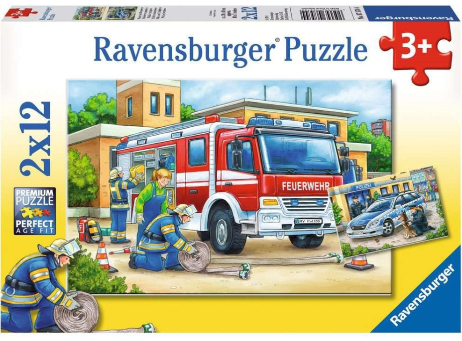 RAVENSBURGER Puzzle Polícia a hasiči 2x12 dielikov