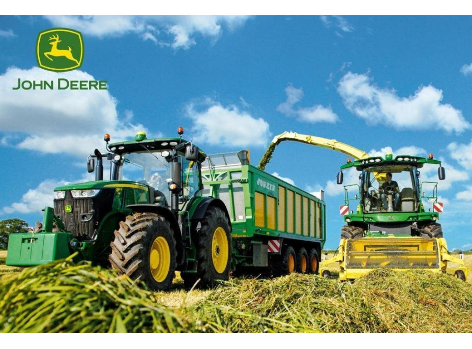 SCHMIDT Puzzle John Deere Traktor s rezačkou 100 dielikov + model SIKU