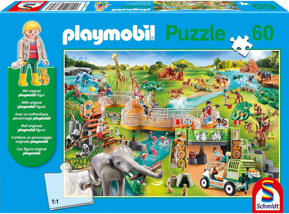 SCHMIDT Puzzle Playmobil Zoo 60 dielikov + figúrka Playmobil