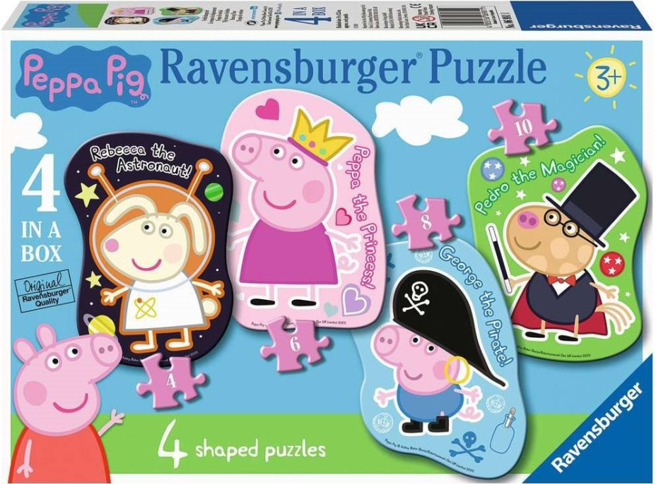RAVENSBURGER Puzzle Prasiatko Peppa 4v1 (4,6,8,10 dielikov)