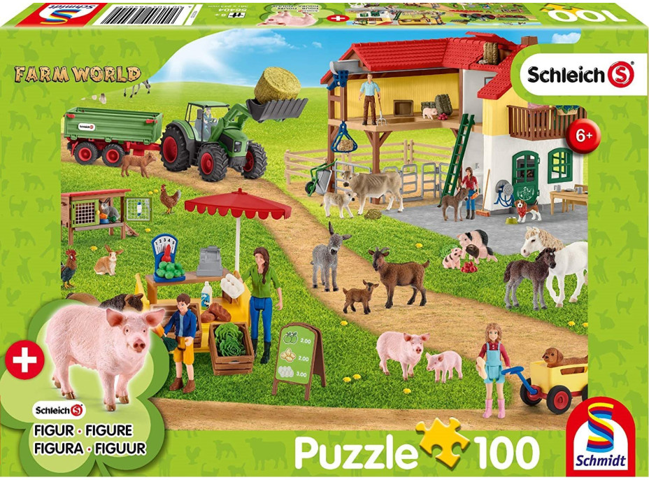 SCHMIDT Puzzle Schleich Farma s predajným stánkom 100 dielikov + figúrka Schleich