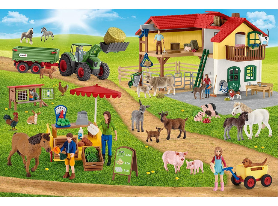 SCHMIDT Puzzle Schleich Farma s predajným stánkom 100 dielikov + figúrka Schleich