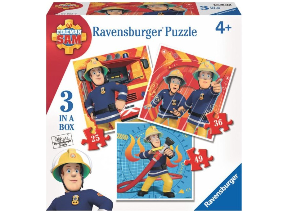 RAVENSBURGER Puzzle Požiarnik Sam 3v1 (25,36,49 dielikov)
