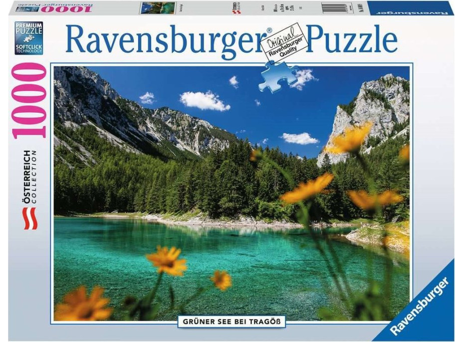 RAVENSBURGER Puzzle Zelené jazero, Tragöß, Rakúsko 1000 dielikov