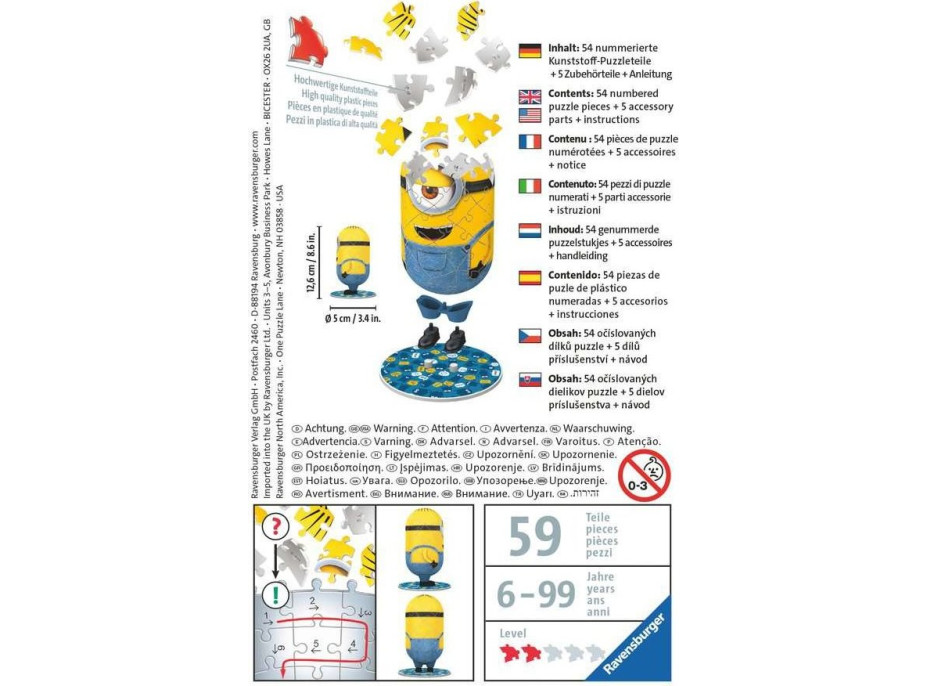 RAVENSBURGER 3D puzzle Postavička Mimoni 2: Jeans 54 dielikov