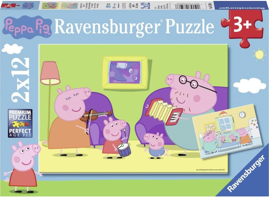 RAVENSBURGER Puzzle Prasiatko Peppa: Doma 2x12 dielikov