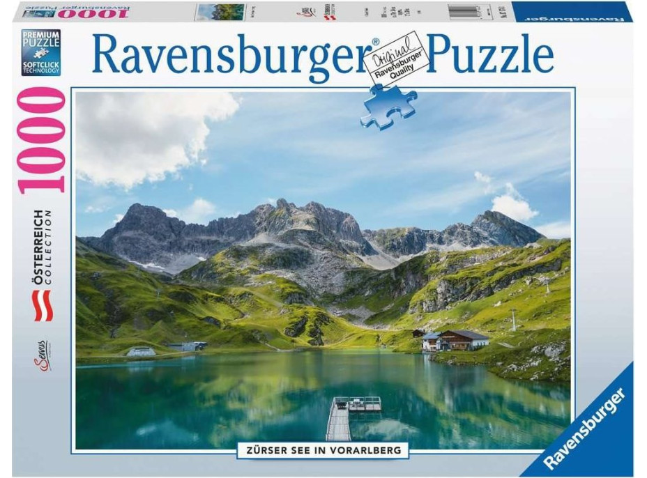 RAVENSBURGER Puzzle Zürské jazero vo Vorarlbersku, Rakúsko 1000 dielikov