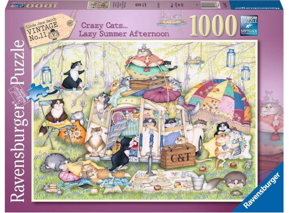 RAVENSBURGER Puzzle Crazy Cats: Lenivé letné popoludnie 1000 dielikov