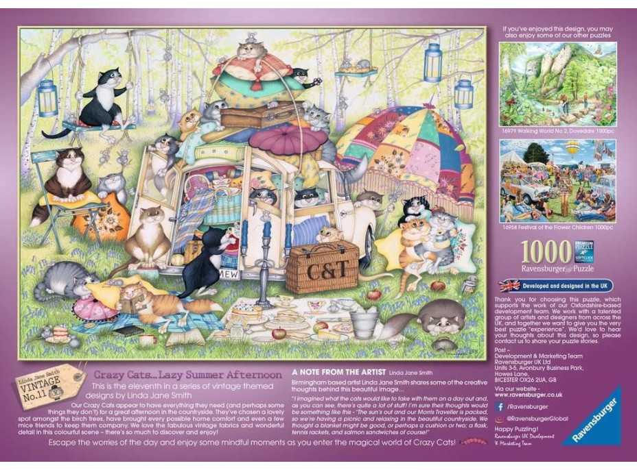 RAVENSBURGER Puzzle Crazy Cats: Lenivé letné popoludnie 1000 dielikov