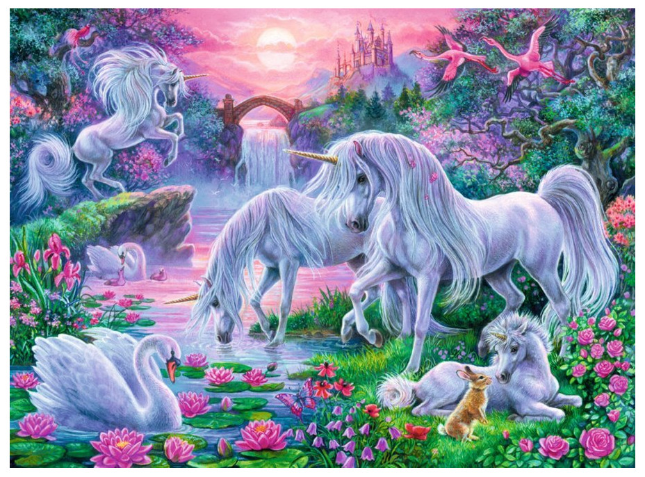 RAVENSBURGER Puzzle Jednorožce pri západe slnka XXL 150 dielikov