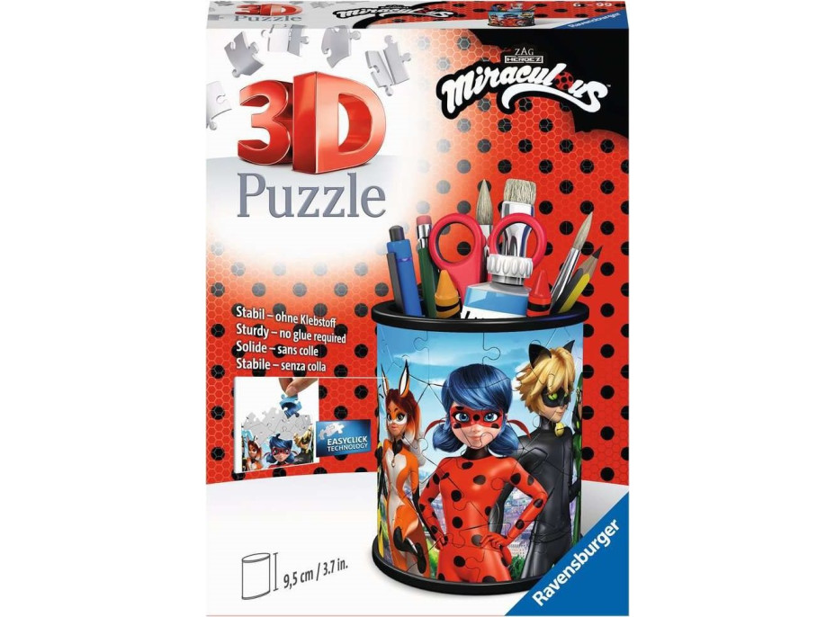 RAVENSBURGER 3D puzzle stojan: Čarovná Lienka a Čierny Kocúr 57 dielikov