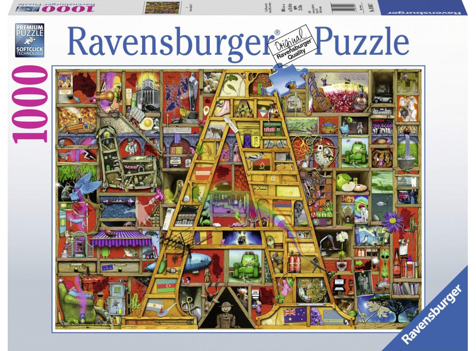 RAVENSBURGER Puzzle Úžasná abeceda - písmeno A 1000 dielikov