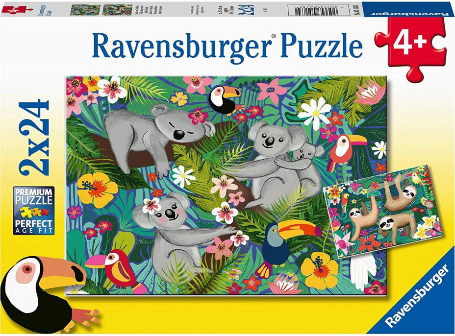 RAVENSBURGER Puzzle Koaly a leňochy 2x24 dielikov