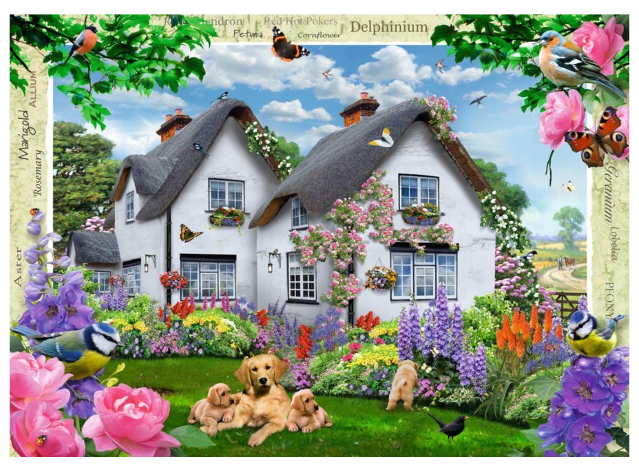 RAVENSBURGER Puzzle Domček so stračkou (Delphinium Cottage) 1000 dielikov