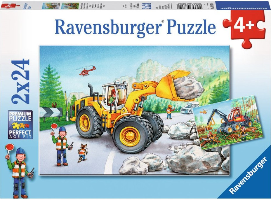 RAVENSBURGER Puzzle Ťažká technika v akcii 2x24 dielikov