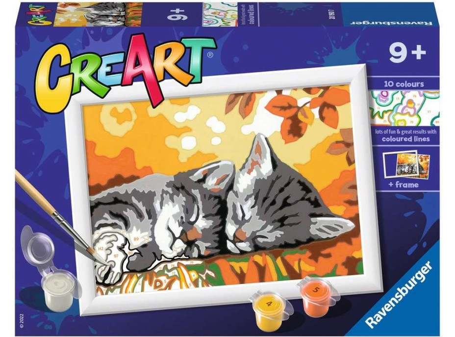 RAVENSBURGER CreArt Maľovanie podľa čísel: Jesenné mačiatka 18x13cm