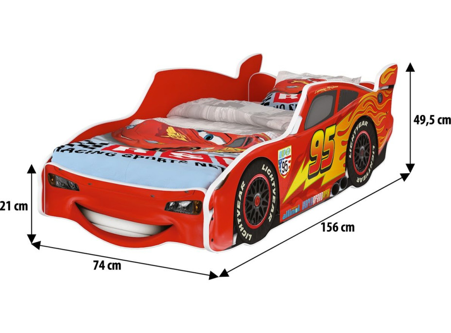 Detská autopostel Disney 140x70 - BLESK MCQUEEN červená
