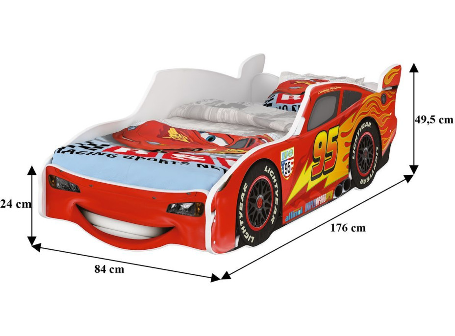 Detská autoposteľ Disney 160x80 - BLESK MCQUEEN