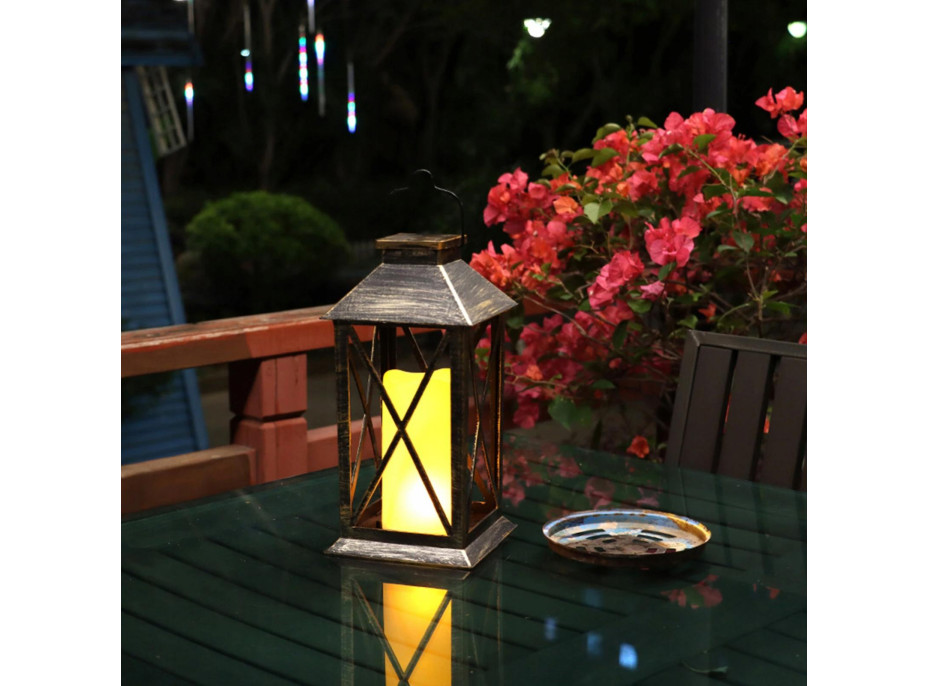 Dekoračný LED lampáš so sviečkou - 27 cm - plastový - 3x AAA
