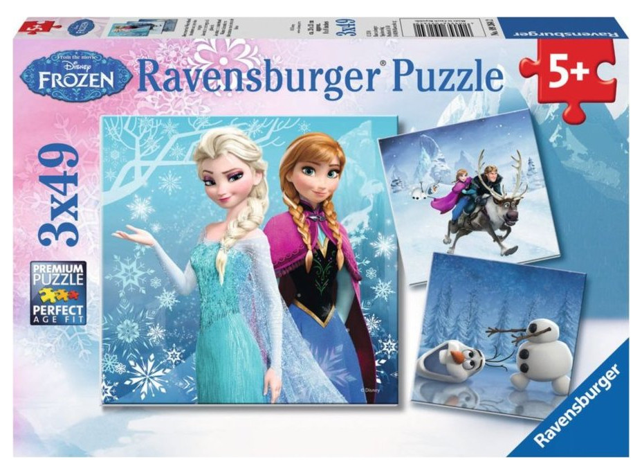 RAVENSBURGER Puzzle Ľadové kráľovstvo: Zimné dobrodružstvo 3x49 dielikov