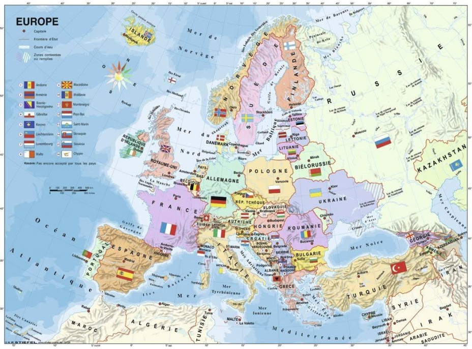 RAVENSBURGER Puzzle Mapa Európy XXL (francúzsky) 200 dielikov