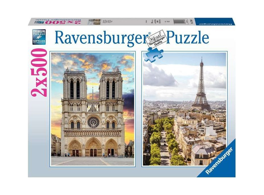 RAVENSBURGER Puzzle Návšteva Paríža 2x500 dielikov