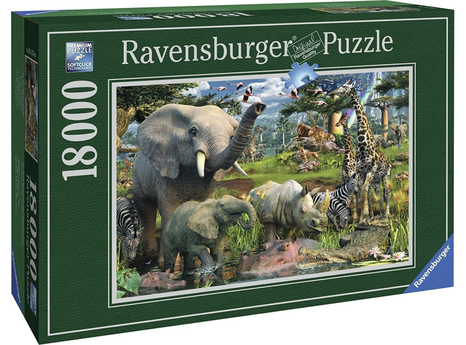 RAVENSBURGER Puzzle Zvieratá pri zdroji vody 18000 dielikov