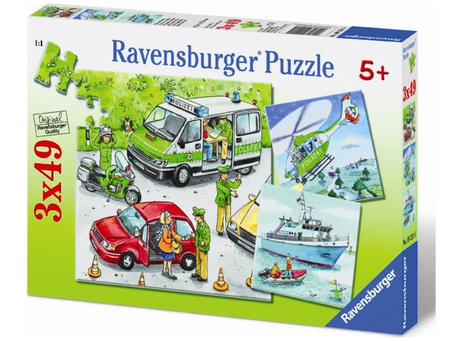 RAVENSBURGER Puzzle Polícia v akcii 3x49 dielikov