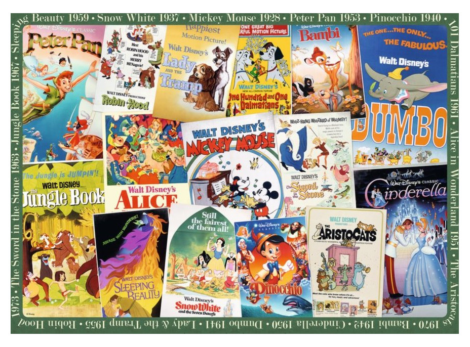 RAVENSBURGER Puzzle Filmové plagáty Disney 1000 dielikov
