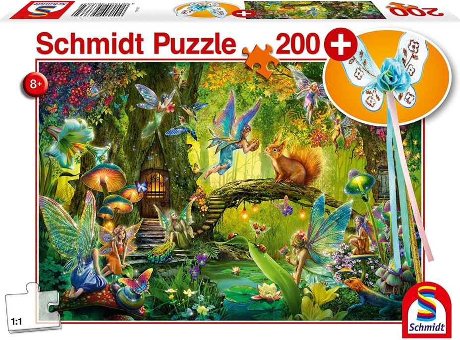 SCHMIDT Puzzle Víly v lese 200 dielikov + darček (víli prútik)