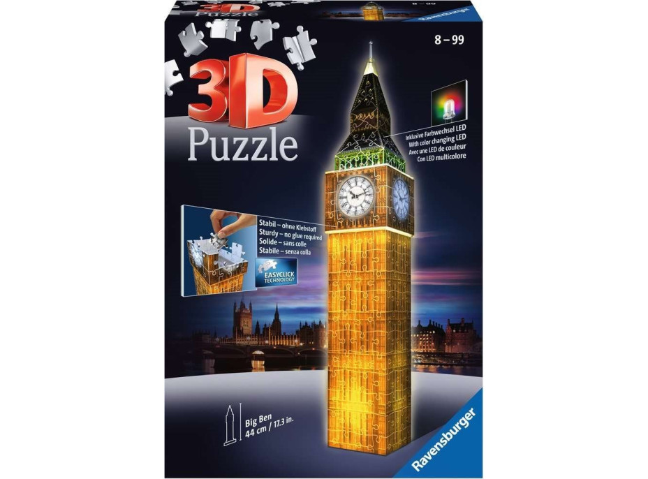 RAVENSBURGER Svietiace 3D puzzle Nočná edícia Big Ben 216 dielikov