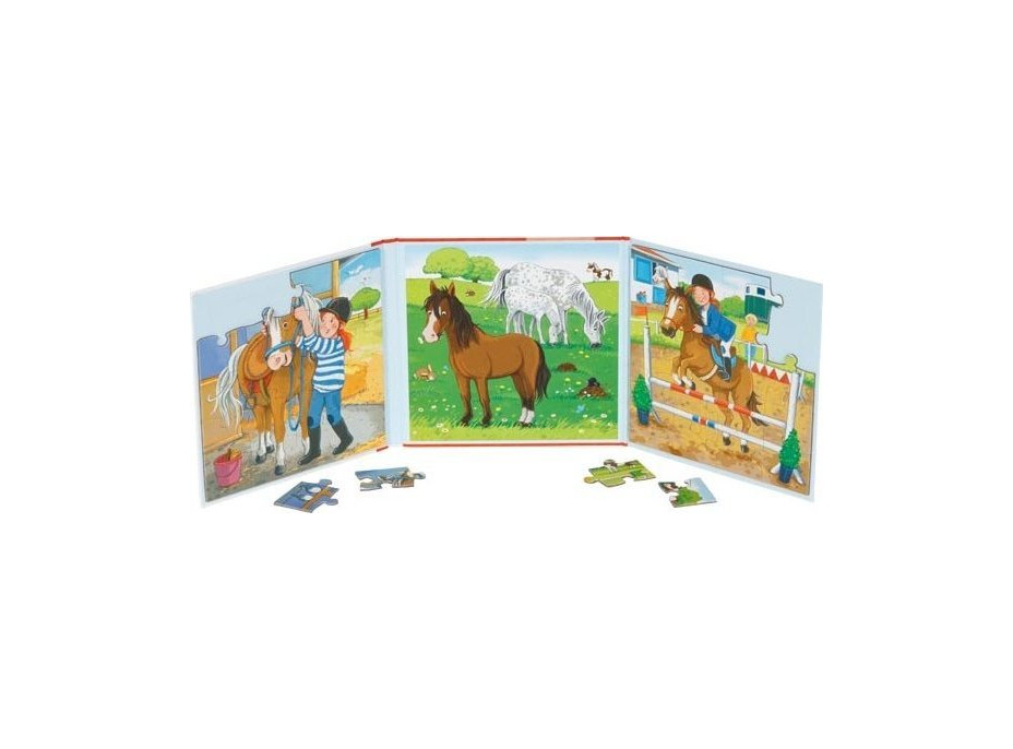 GOKI Magnetická puzzle kniha Jazdecká stajňa 2x20 dielikov