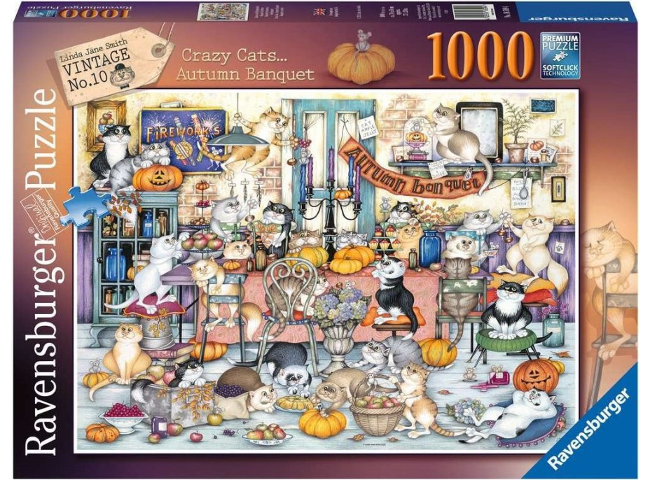 RAVENSBURGER Puzzle Crazy Cats: Jesenná hostina 1000 dielikov