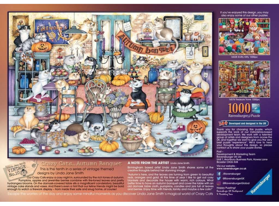 RAVENSBURGER Puzzle Crazy Cats: Jesenná hostina 1000 dielikov