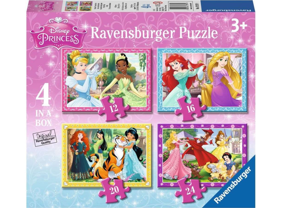 RAVENSBURGER Puzzle Disney Princezné: Láskyplná starostlivosť 4v1 (12,16,20,24 dielikov)