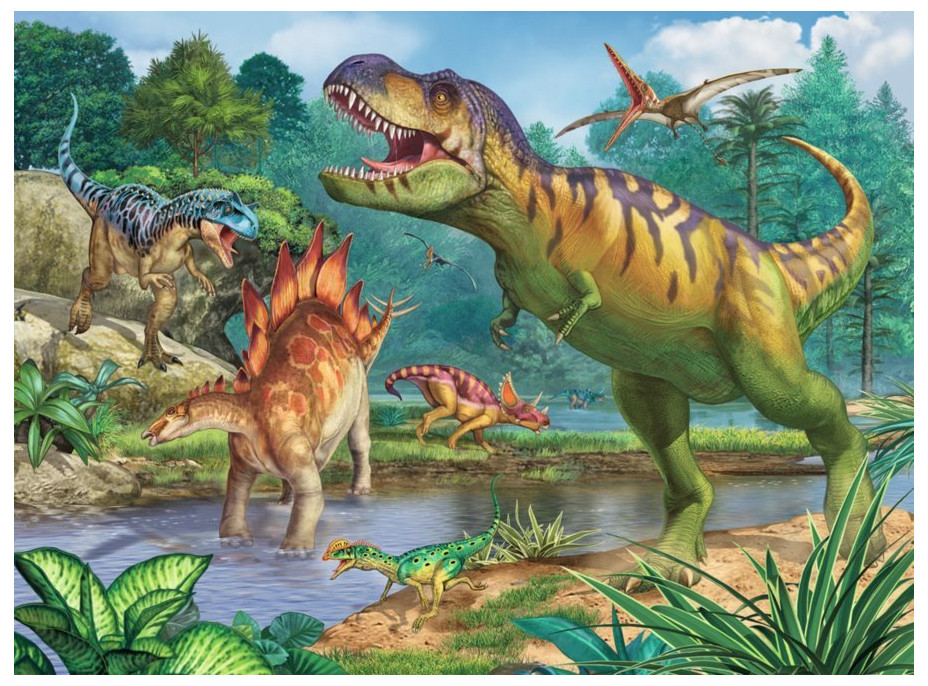 RAVENSBURGER Puzzle Praveký svet dinosaurov XXL 100 dielikov + omaľovánky