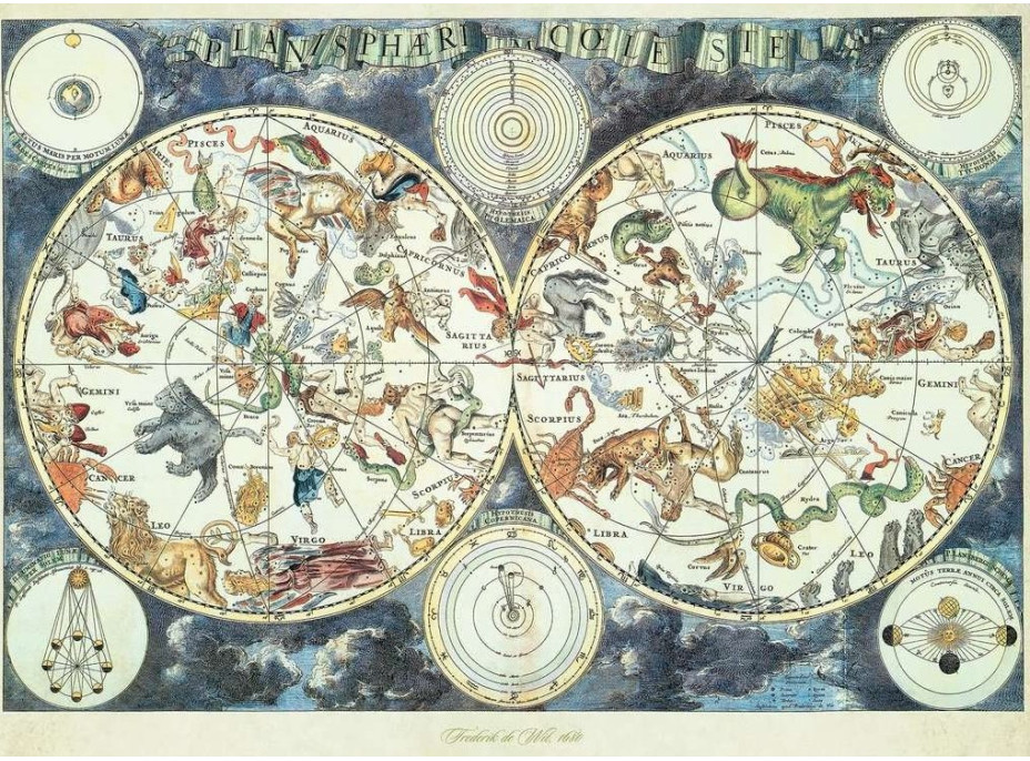RAVENSBURGER Puzzle Svetová mapa fantastických zvierat 1500 dielikov
