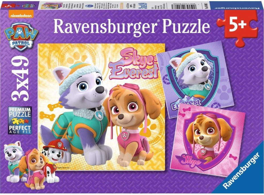 RAVENSBURGER Puzzle Tlapková patrola: Dievčenská sila 3x49 dielikov