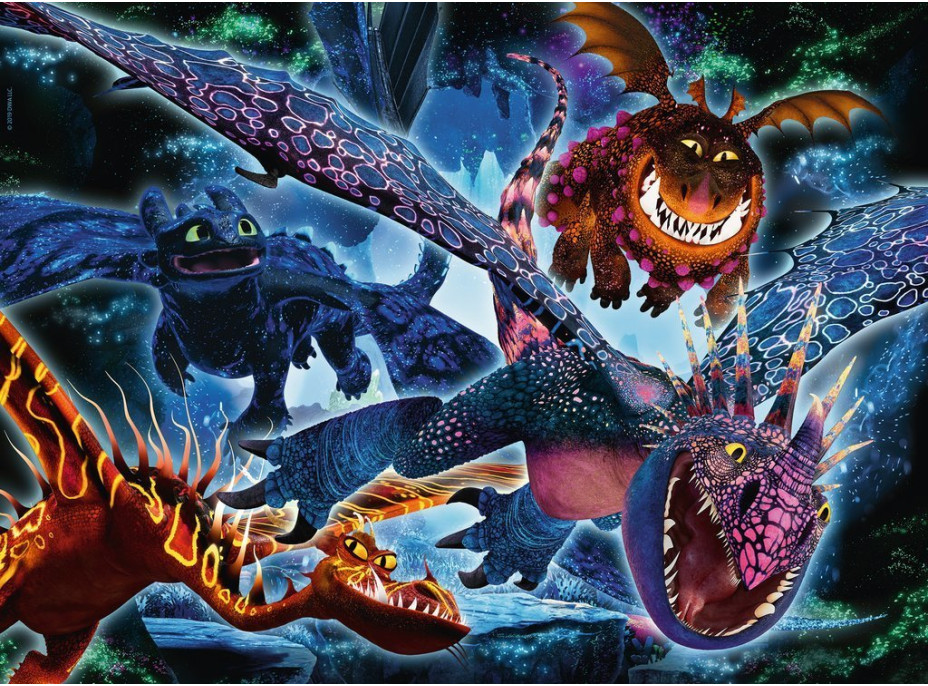 RAVENSBURGER Svietiace puzzle Ako vycvičiť draka III XXL 100 dielikov