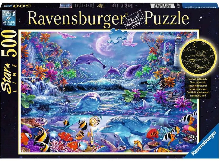 RAVENSBURGER Svietiace puzzle Magický spln 500 dielikov