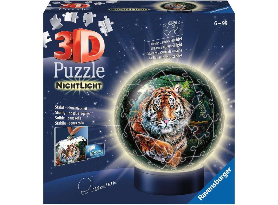 RAVENSBURGER Svietiaci puzzleball Tiger 72 dielikov