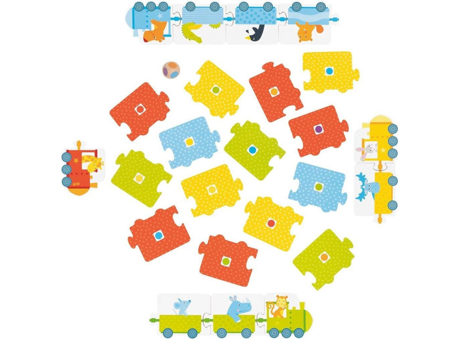 GOKI Puzzle hra s kockami Vláčiky