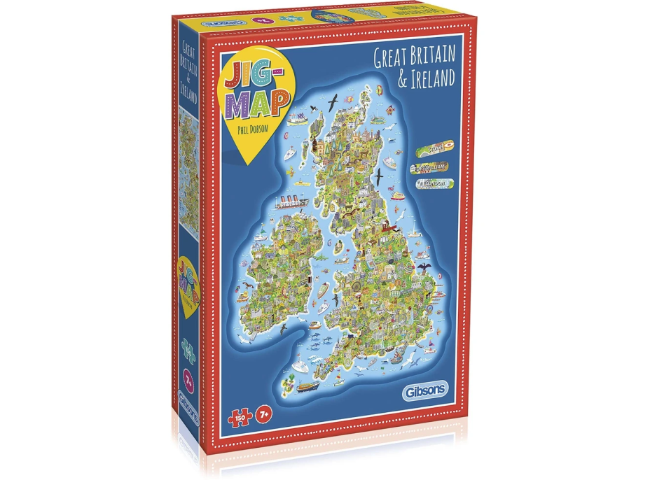 GIBSONS Vzdelávacie puzzle Mapa Veľkej Británie a Írska 150 dielikov